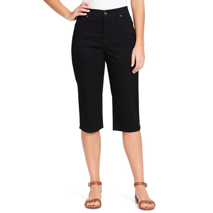 Women's Gloria Vanderbilt Amanda Denim Skimmer Capris, Size: 12, Grey (charcoal)