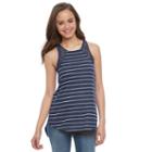 Juniors' So&reg; Lace Trim Split-back Tank, Teens, Size: Medium, Blue