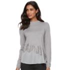 Women's Elle&trade; Asymmetrical Mixed-media Sweater, Size: Xxl, Grey