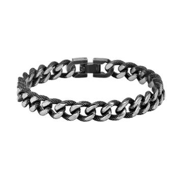Axl By Triton Stainless Steel Textured Curb Chain Bracelet - Men, Size: 9, Black