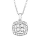 1/5 Carat T.w. Diamond Sterling Silver Cluster Halo Pendant Necklace, Women's, White