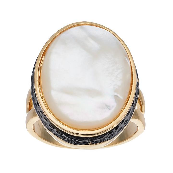 Olive & Ivy Mother-of-pearl Oval Ring, Women's, Size: 7, White Oth