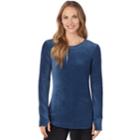 Women's Cuddl Duds Plush Velour Top, Size: Xs, Turquoise/blue (turq/aqua)