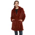Women's Sebby Collection Faux-fur Coat, Size: Medium, Red/coppr (rust/coppr)