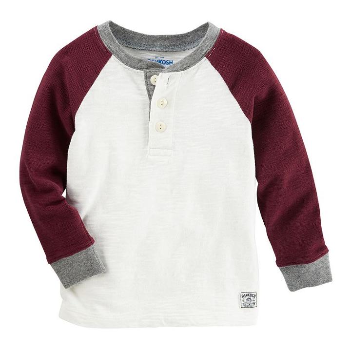 Boys 4-7x Oshkosh B'gosh&reg; Raglan Henley Tee, Boy's, Size: 4, White