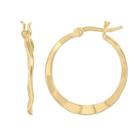 14k Gold Plated Wavy Hoop Earrings, Women's, Yellow