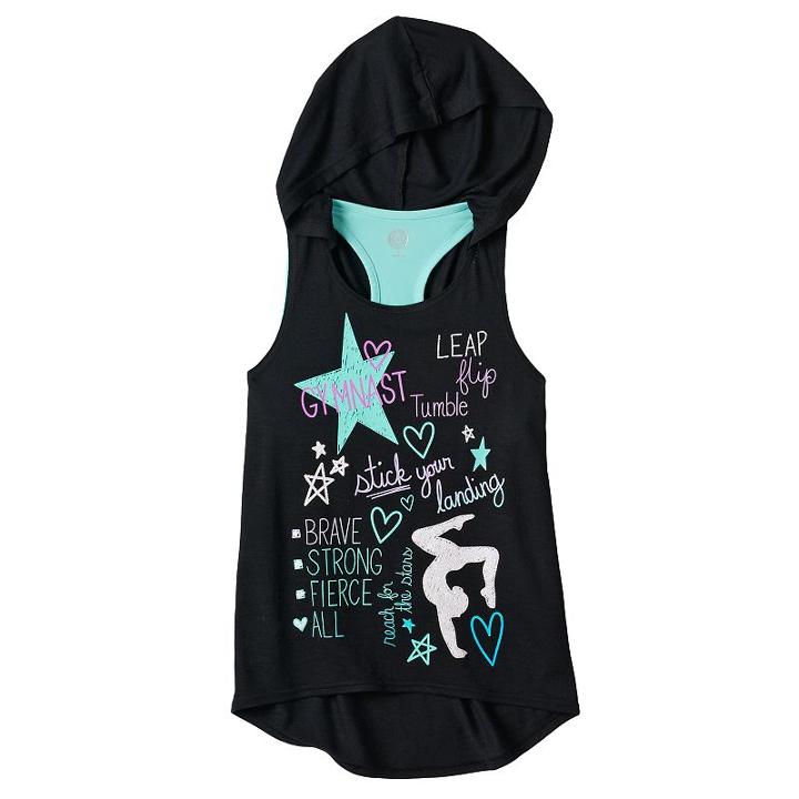Girls 7-16 & Plus Size So&reg; Hooded Tank Top With Removable Built-in Bra, Girl's, Size: 18 1/2, Black