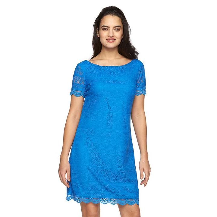 Women's Suite 7 Crochet Shift Dress, Size: 16, Dark Blue