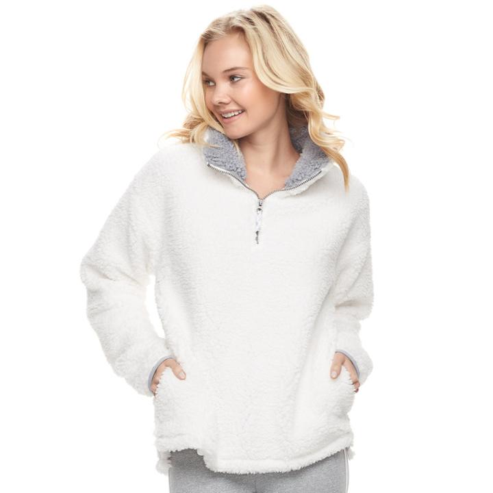 Juniors' So&reg; Perfectly Soft Sherpa Sweatshirt, Teens, Size: Medium, White