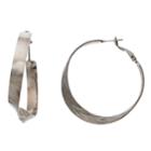 Antiqued Twisted Nickel Free Hoop Earrings, Women's, Dark Grey