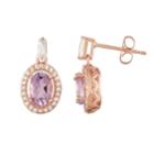 14k Rose Gold Over Silver Amethyst & Lab-created White Sapphire Halo Drop Earrings, Women's, Purple