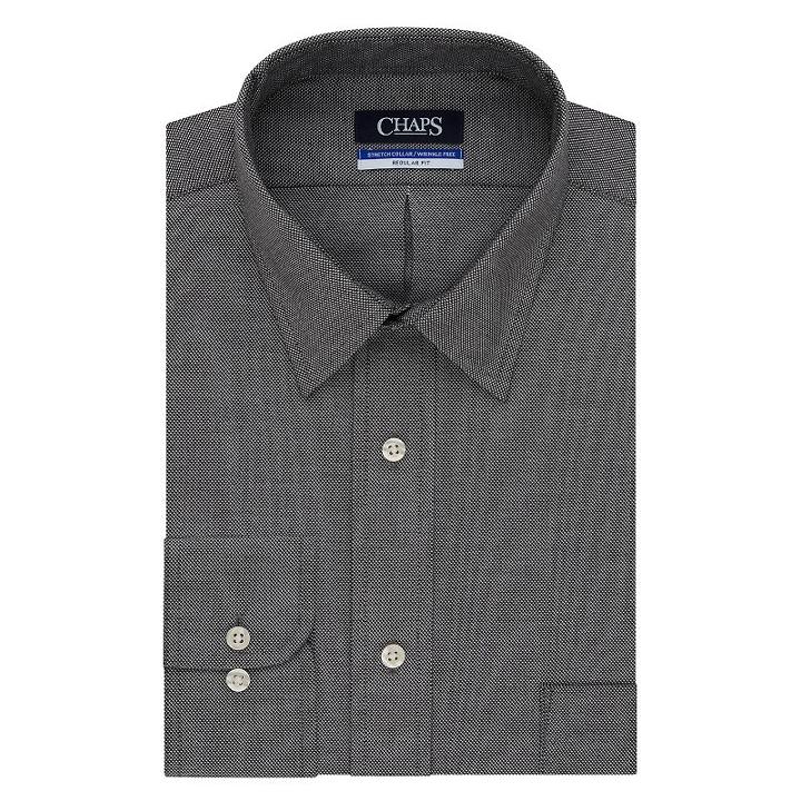 Men's Chaps Regular-fit Wrinkle-free Stretch Collar Dress Shirt, Size: 16.5-34/35, Dark Grey