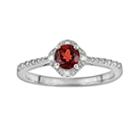 Sterling Silver Garnet And Diamond Accent Frame Ring, Women's, Size: 7, Red