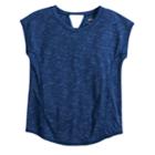 Girls 7-16 So&reg; Easy Coverstitch Performance Tee, Size: 10, Med Blue