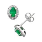 The Regal Collection 14k White Gold Genuine Emerald And 1/6-ct. T.w. Igl Certified Diamond Frame Stud Earrings, Women's, Green