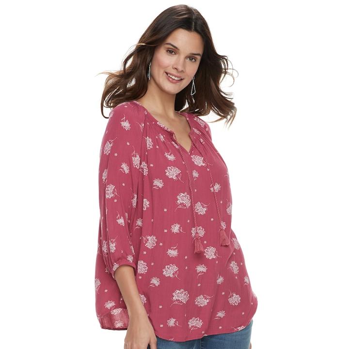 Women's Sonoma Goods For Life&trade; Crinkle Smocked Tunic, Size: Small, Pink