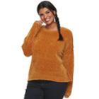 Juniors' Plus Size Mudd&reg; Rolled Hem Chenille Sweater, Teens, Size: 2xl, Med Yellow