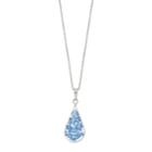 Sterling Silver Pressed Blue Flower Teardrop Pendant Necklace, Women's, Size: 18, Multicolor