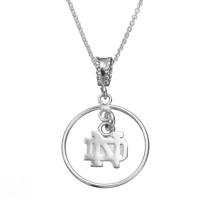 Dayna U Notre Dame Fighting Irish Sterling Silver Logo Pendant Necklace, Women's, Size: 16, Grey