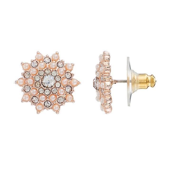 Lc Lauren Conrad Simulated Pearl Starburst Stud Earrings, Women's, White Oth