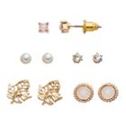 Lc Lauren Conrad Openwork Leaf & Round Stud Earring Set, Women's, Multicolor