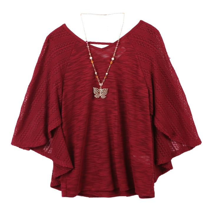 Girls 7-16 Speechless Capelet With Necklace, Size: Large, Dark Red