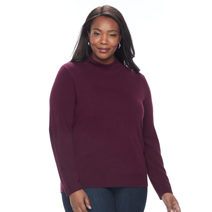 Plus Size Napa Valley Mockneck Sweater, Women's, Size: 1xl, Dark Red