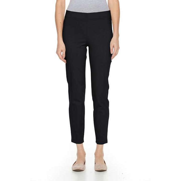 Women's Croft & Barrow&reg; Polished Pull-on Ankle Pants, Size: 8, Black