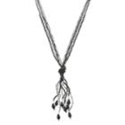 Black Seed Bead Knotted Lariat Necklace, Women's