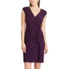 Women's Chaps Ruffled Surplice Sheath Dress, Size: Small, Purple