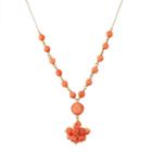 14k Gold Coral Cluster Y Necklace, Women's, Size: 17, Pink