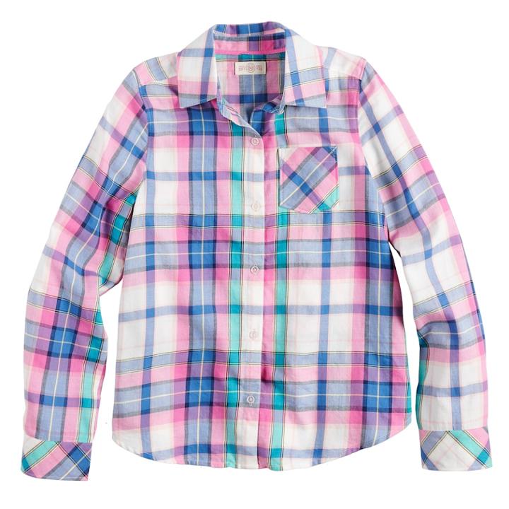 Girls 7-16 & Plus Size So&reg; Plaid Button-down Shirt, Size: 7-8, Natural