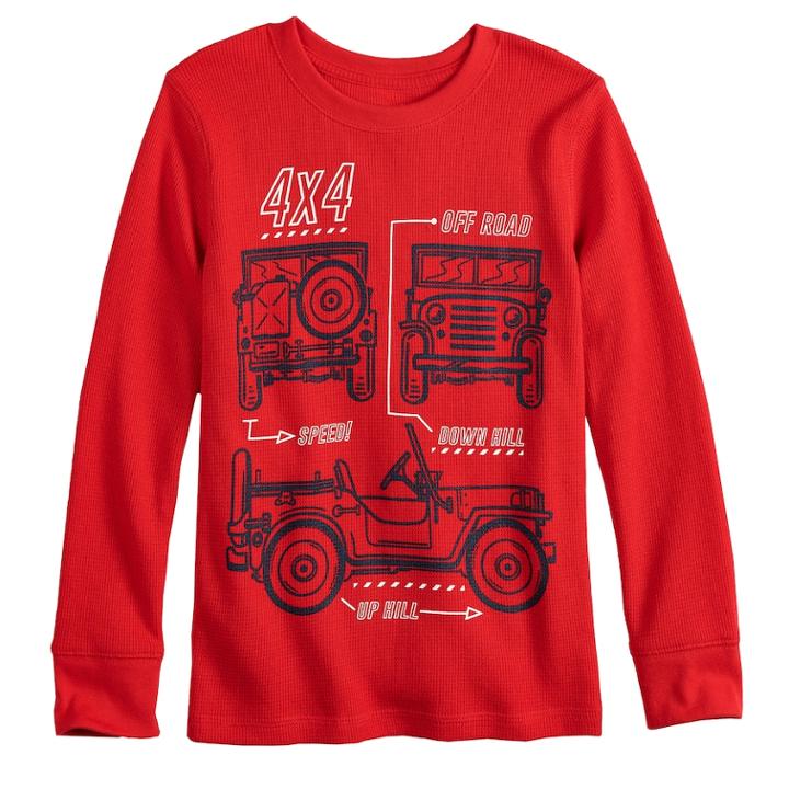 Boys 4-12 Jumping Beans&reg; Cars Thermal Graphic Tee, Size: 5, Med Red