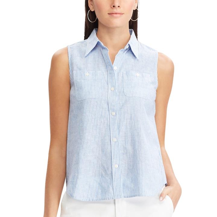 Women's Chaps Relaxed Sleeveless Shirt, Size: Xl, Blue