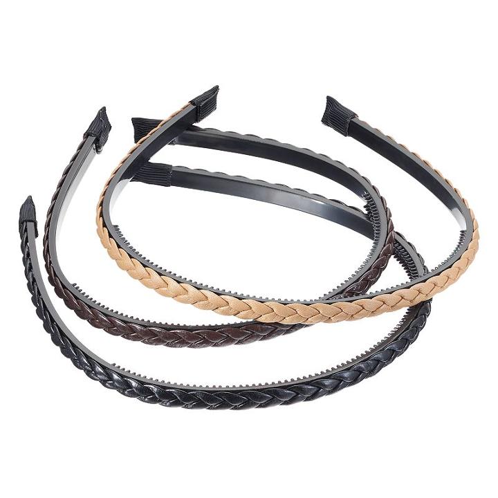 Faux Leather Braided Headband Set, Women's, Multicolor