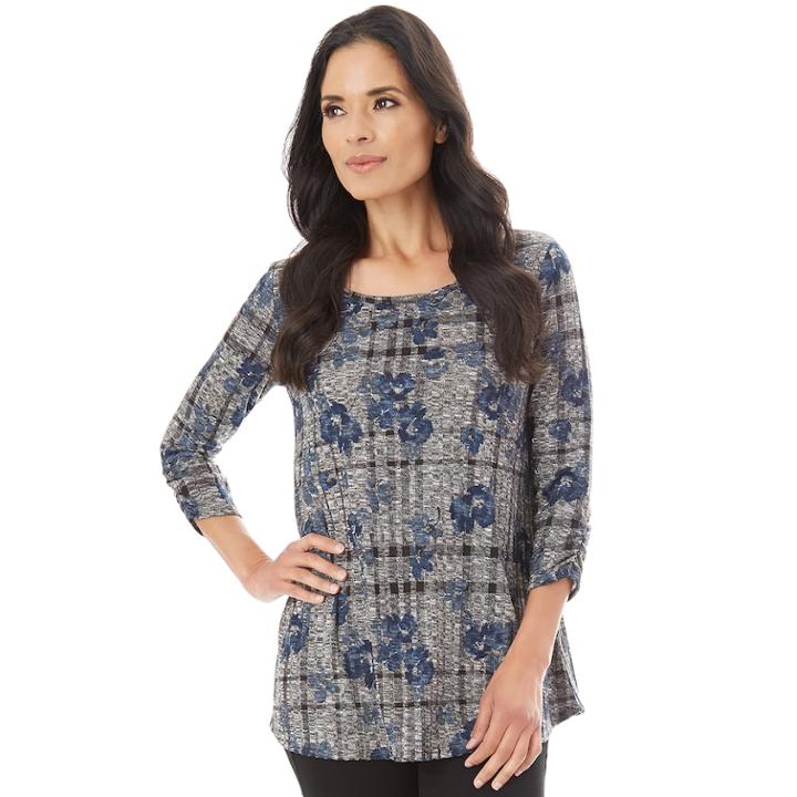 Women's Apt. 9&reg; Textured Tee, Size: Xl, Blue Floral