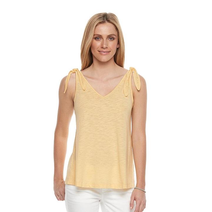 Women's Sonoma Goods For Life&trade; Bow Tank, Size: Large, Med Yellow