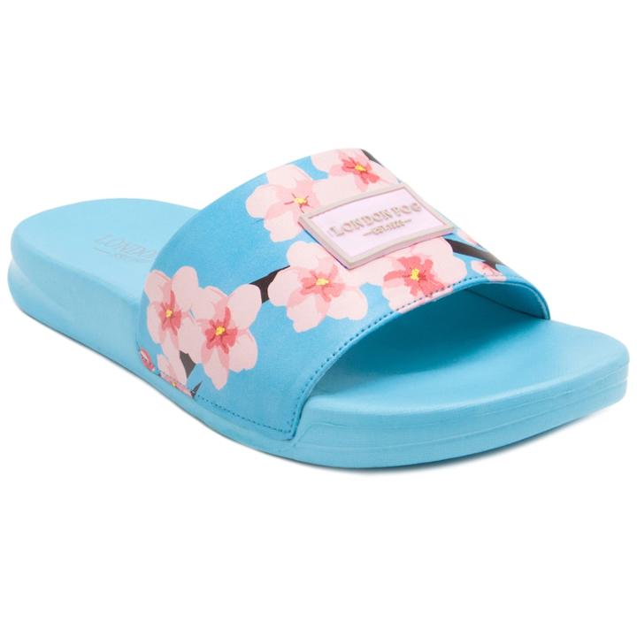 London Fog Cherio Women's Slide Sandals, Size: Medium (9), Blue