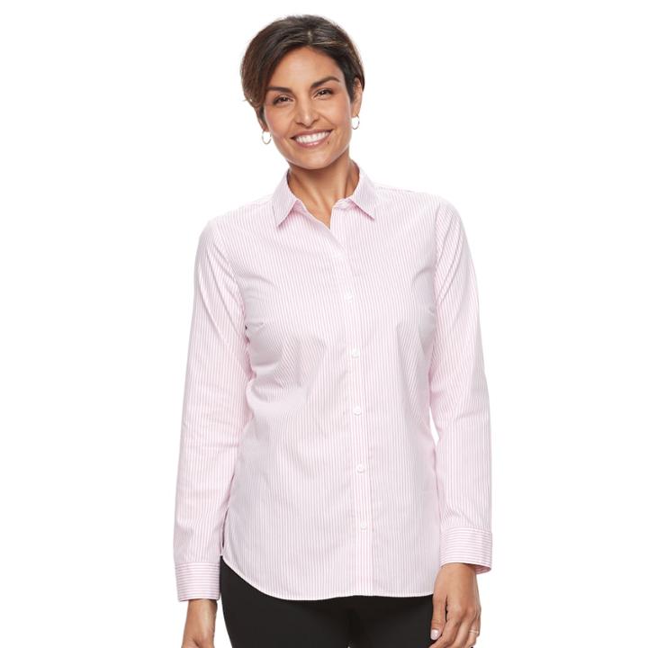 Women's Croft & Barrow&reg; Collared Button-down Shirt, Size: Xs, Med Pink
