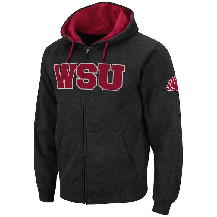 Men's Washington State Cougars Full-zip Fleece Hoodie, Size: Large, Grey