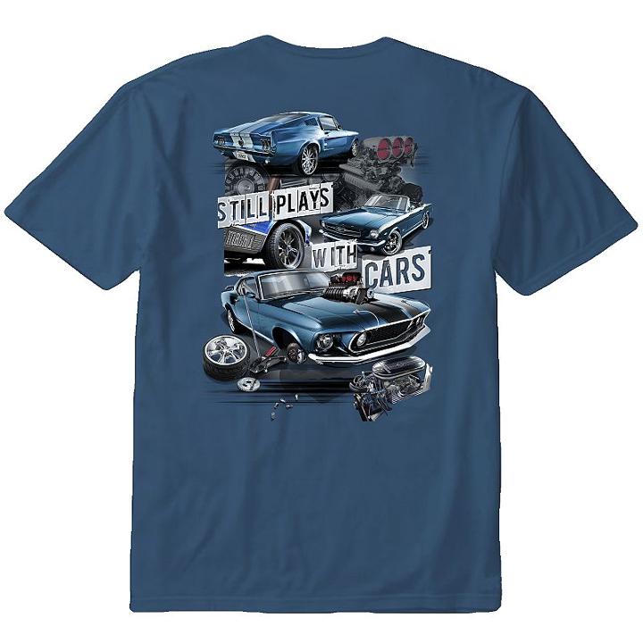 Big & Tall Newport Blue Still Plays With Cars Tee, Men's, Size: Xl Tall, Med Blue