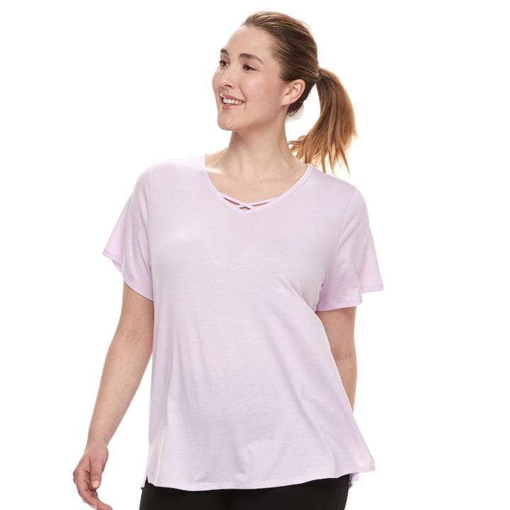 Plus Size Tek Gear&reg; Criss Cross Tee, Women's, Size: 2xl, Lt Purple
