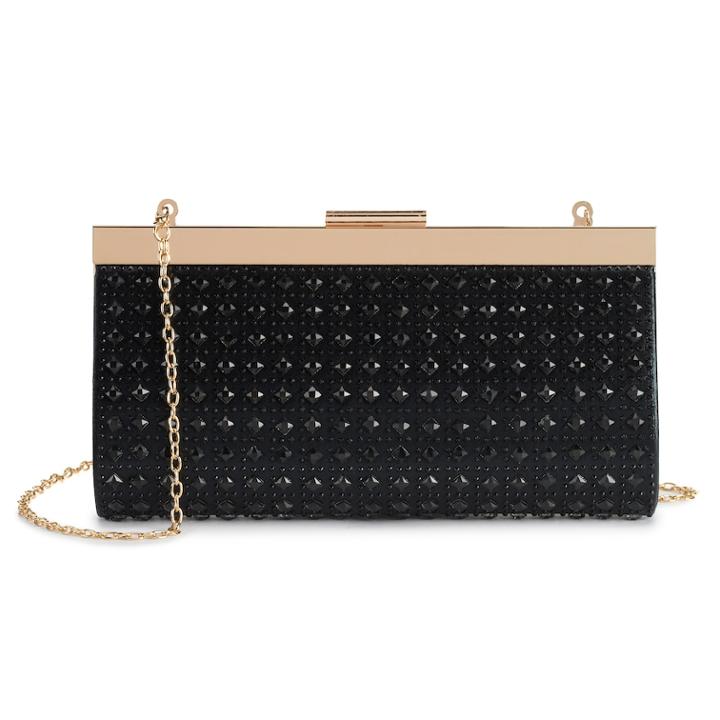 Lenore By La Regale Diamond Pattern Frame Clutch, Women's, Black