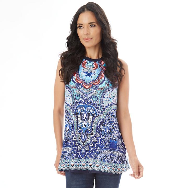 Women's Apt. 9&reg; Printed Swing Tank, Size: Small, Multi Paisley Border