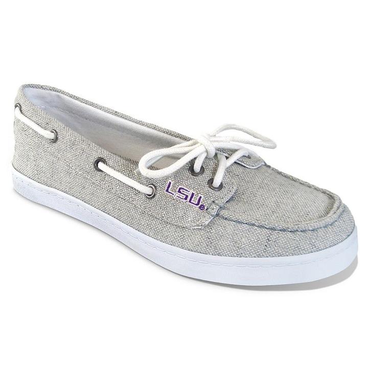 Women's Campus Cruzerz Lsu Tigers Kauai Boat Shoes, Size: 10, Grey