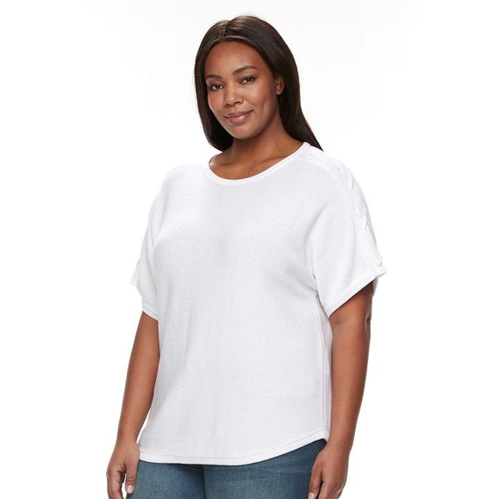 Plus Size Croft & Barrow&reg; Lace-up Boatneck Sweater, Women's, Size: 1xl, Natural
