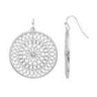Nickel Free Filigree & Simulated Crystal Circle Drop Earrings, Women's, Silver