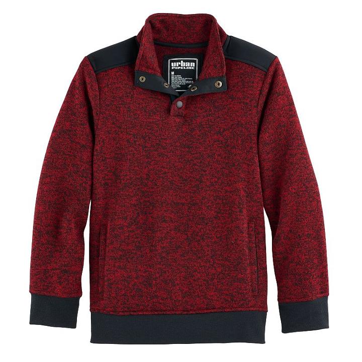 Boys 8-20 Urban Pipeline Fleece Half-snap Sweater, Size: Medium, Red