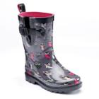 Girls 4-16 Capelli Owl Buckle Rain Boots, Girl's, Size: 3/4, Dark Grey