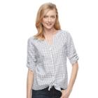 Women's Croft & Barrow&reg; Tie-front Shirt, Size: Small, White